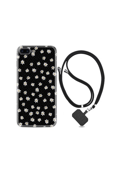 Apple iPhone Uyumlu Iphone 6 6s Plus Kılıf Resimli Desenli Silikon Boyun Askılı Papatyalar 1866