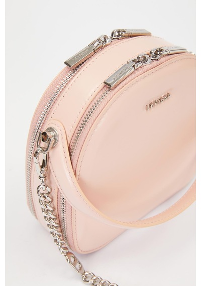 Pembe Çift Fermuarlı Omuz Çantası Pembe