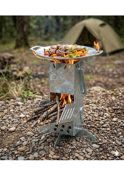Roket Soba/kamp Ocağı/rocket Stove Gümüş