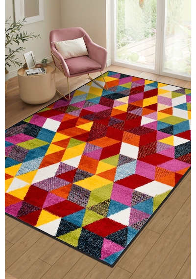 Colora Halı Koleksiyonu Yumuşak Renkli Kare Halı, Tozumaz, Modern Tasarım Ve Kolay Temizlik Multi 2