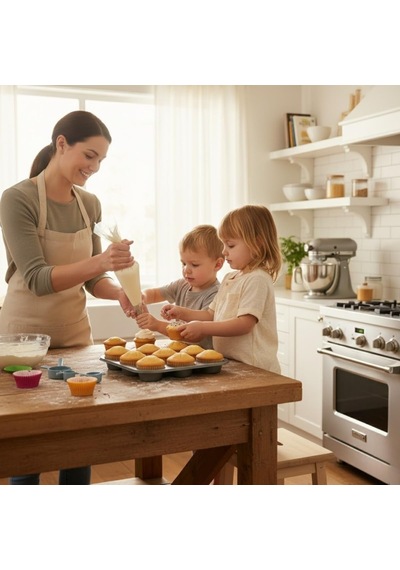 Tr 12'li Muffin & Cupcake Pişirme Kalıbı Yapışmaz Kaplama, Isıya Dayanıklı Metal Fırın Tepsisi, Kek Ve Cup Genel