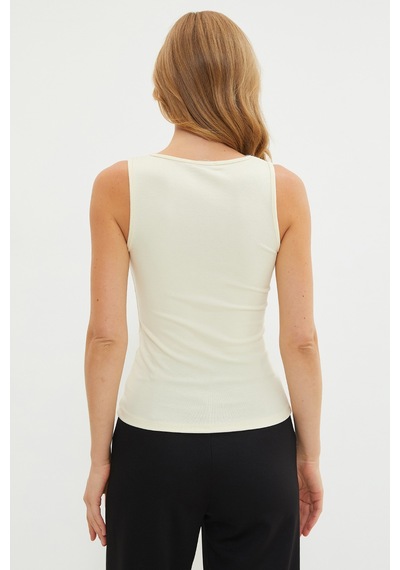 Fullamoda Dantelli V Yaka Slim Fit Bluz Sarı