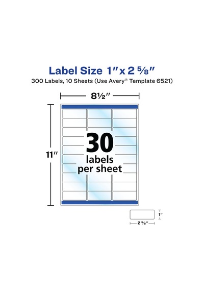 Lazer Ve Mürekkep Püskürtmeli Yazıcılar İçin 6521 Parlak Kristal Netliğinde Adres Etiketleri, 1 "x 2-5/8", 300 Etiket Diğer