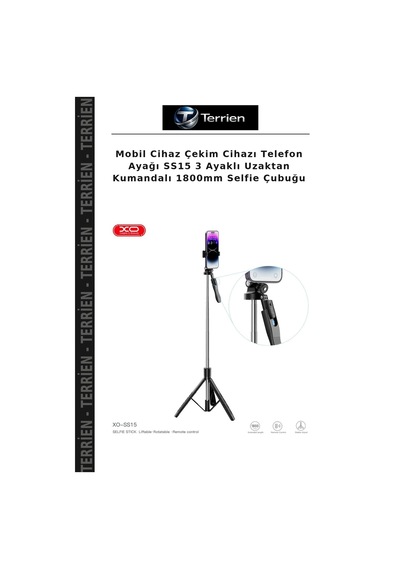 Mobil Cihaz Çekim Cihazı Telefon Ayağı Ss15 3 Ayaklı Uzaktan Kumandalı 1800mm Selfie Çubuğu