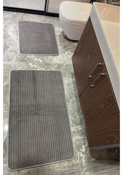 2'li Soft Touch Antrasit Banyo Paspası Yumuşacık Antrasit