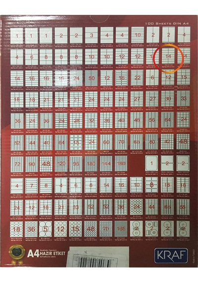 Kraf Laser Etıket 2114 105X41 14X100 1400