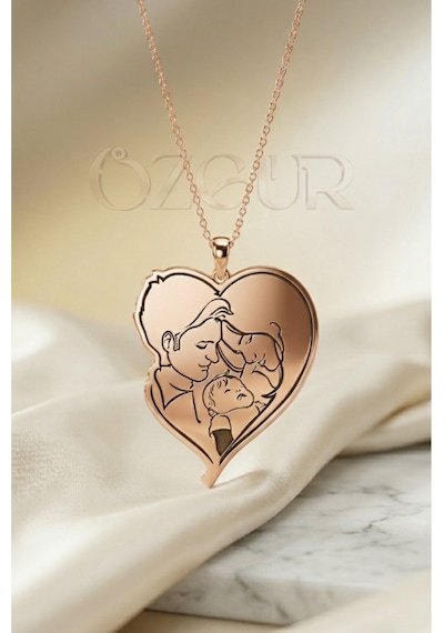 925 Ayar Gümüş Aile Kolye Rose Gold