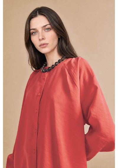 Defacto Relax Fıt Modal Uzun Kollu Koyu Mercan Tunik H5279ax26smrd352 Kırmızı-rd352