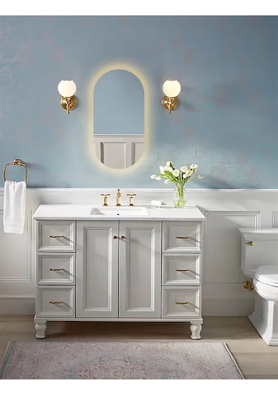Fawdecor Led Işıklı Oval/kapsül Duvar Aynası 45 X 90 Gün Işığı