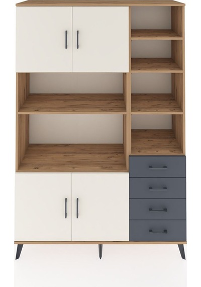 Hyperion Dolap 9 Raflı 4 Çekmeceli 4 Kapaklı 132x44x195 Çam-aytaşı/antrasit Aytası/antrasıt Hyperion Dolap 9 Raflı 4 Çekmeceli 4 Kapaklı 132x44x195 Çam-aytaşı/antrasit Aytası/antrasıt