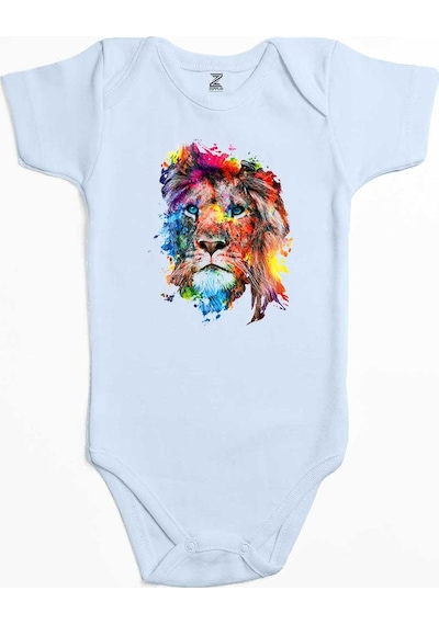 Zepplin Giyim Lion Rainbow Sarı Bebek Body Zıbın
