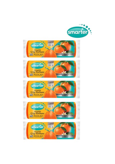 Smarter 5 Adet Büyük Büzgülü Mandalina K. Çöp Torbası Çöp Poşeti