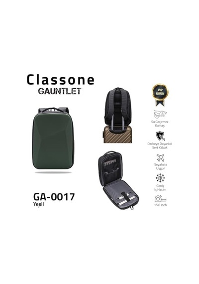 Classone Ga-0017 Gauntlet V1 Sert Kabuk Serisi 15.6 İnch Wtx Pro Su Geçirmez Kumaş Laptop Çantası -yeşil