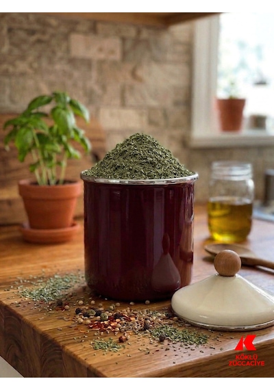 Emaye Kavanoz Baharatlık Saklama Kabı Bordo