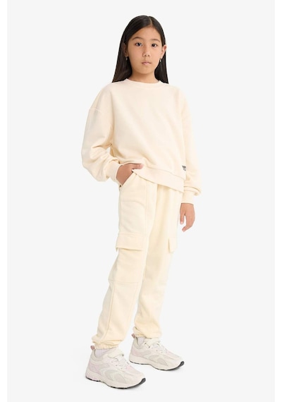 Defacto Kız Çocuk Beli Lastikli Kargo Jogger Eşofman Altı E6928a825auer134 Ekru