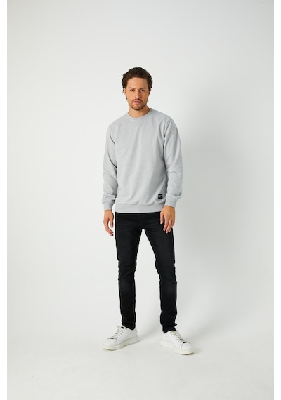Comeor Erkek Gri Basic Bisiklet Yaka Regular Fit Normal Kesim 2 İplik Sweatshirt Gri