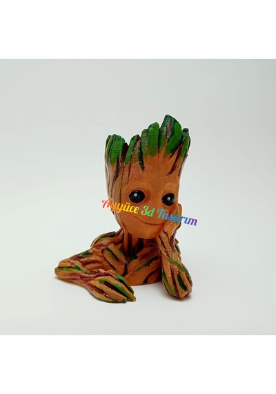Baby Groot Figürü Büstü Boyalı