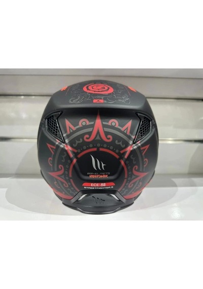 Mt Helmets Streetfıghter Sv Aztec B5 Motosiklet Kaskı Mat Siyah - Kırmızı
