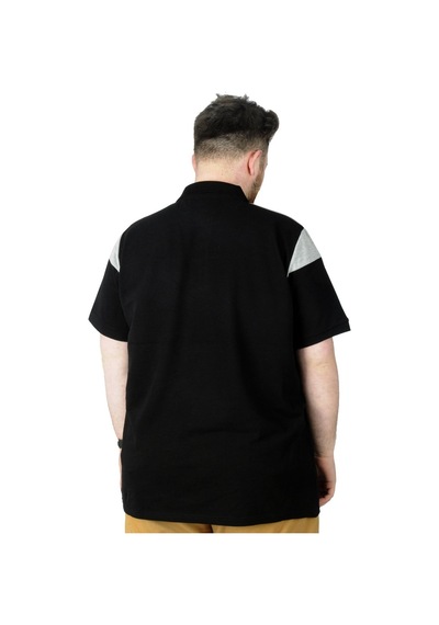 Mode Xl Büyük Beden T-Shirt Polo Double Color 22337 Siyah 001