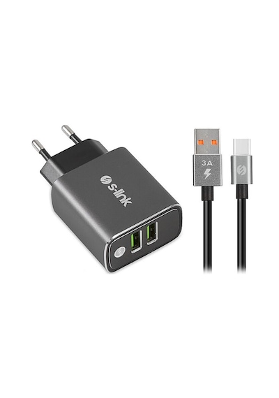 S-link Sw-eht36m 3.1a 2 Usb Dual Şarj Aleti 1 Metre Type-c Kablo 0
