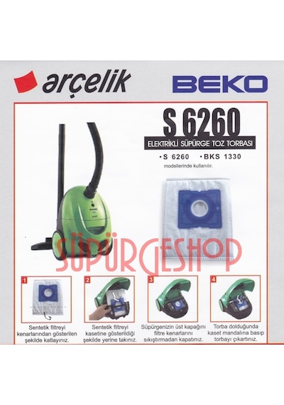Arçelik Uyumlu - Beko S 6260 Bks 1330 Süpürge Torbası 10 Adet (144148354)