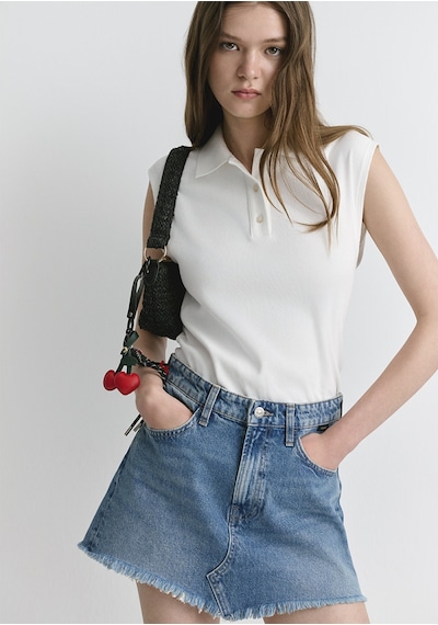 Mavi - Tiera Classic Denim Puslu Indigo Mavi Jean Etek 1310654-89730 Mavi