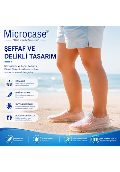 Microcase Unisex Şeffaf Deniz Ayakkabısı Nefes Alabilen Delikli Yapı Kaymaz Taban Al99099
