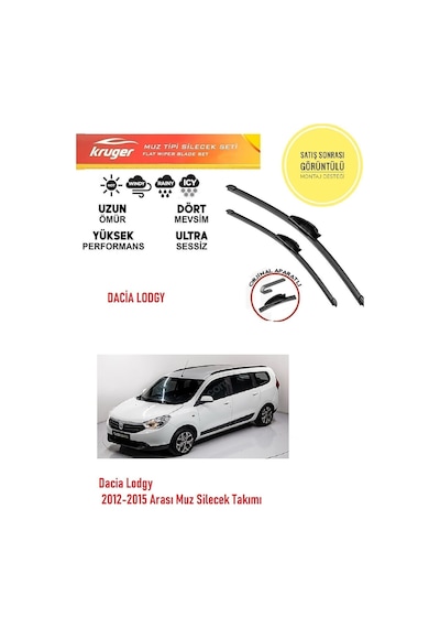Dacia Lodgy 2014 Model Silecek Silgi Silgeç Silgeç Silgi Takımı Araca Özel Aparat