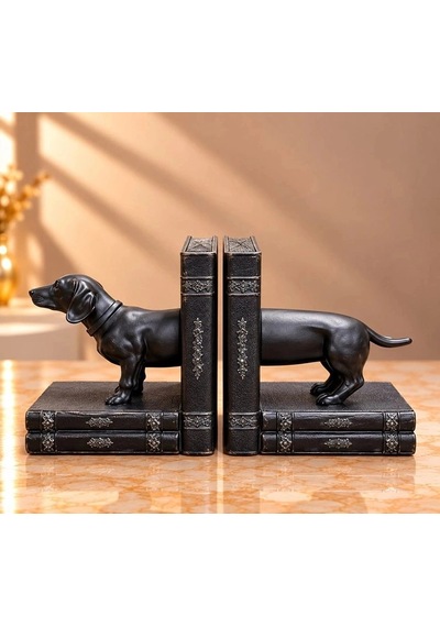 Delux Serisi Polyester Köpek Kitap Tutucu Seti Kitaplık Klasik Süs