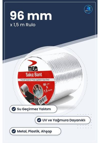 Sakız Bant Su Geçirmez Butil Tamir Bandı 96 Mm X 1,5 M Çatı Boru