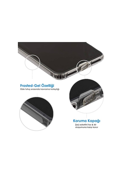Xiaomi Redmi Note 10 Kılıf Kamera Korumalı Tıpalı Şeffaf Silikon Kapak