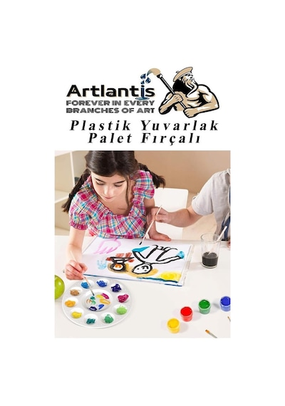 Yuvarlak Resim Paleti Fırçalı 1 Paket 10 Hazneli Boya Paleti Sanatsal Boyalar İçin Palet Akrilik Boya Yağlı Boya Guaj Boya Fırçalı