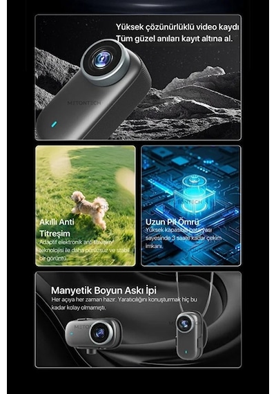 M11 Mini 4k Ultra Hd Wifi Aksiyon Kamerası Geniş Açılı 1.5'' Ekranlı Manyetik Spor Kamerası Siyah