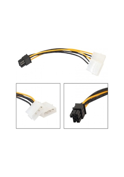 2 X Molex Pcı-e Güç Kablosu To 6pin Grafik Ekran Kartı Dönüştürücü Kablosu 30cm