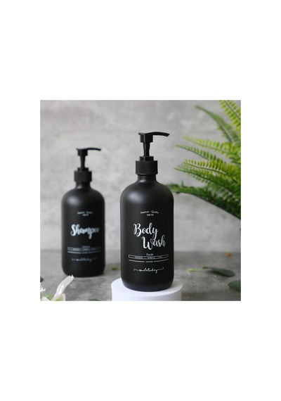 Siyah Cam Duş Jeli Şişesi - 500 Ml Body Wash Siyah Siyah
