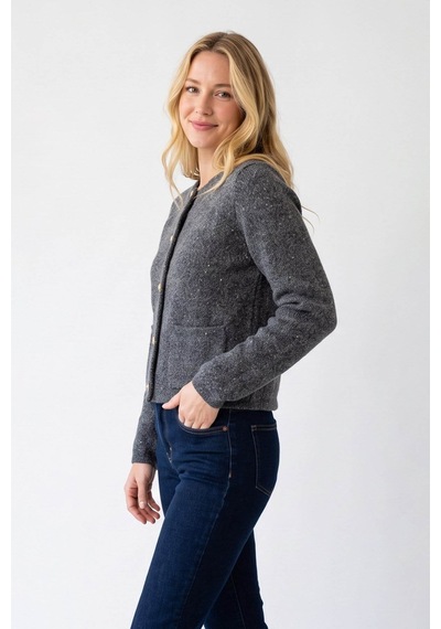 Fashion Friends Simli Ve Pullu Antrasit Kadın Hırka 26k0054k1