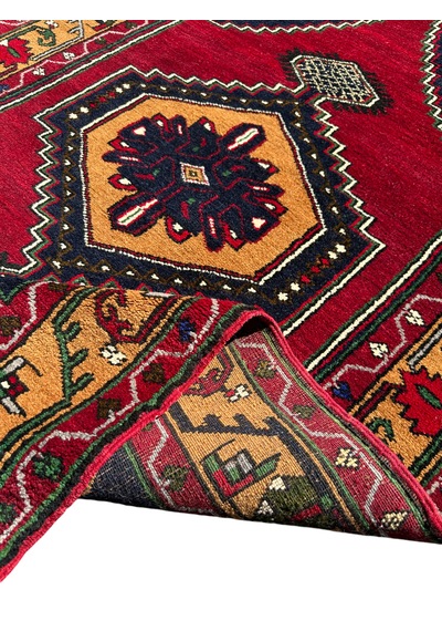 El Dokuma Sıfır Yahyalı Halısı 110x200 Kırmızı Kök Boya Yün Halı Kırmızı