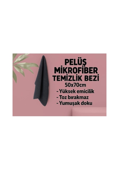 Kadife Mikrofiber Velvet Pelüş 50x70 Gri Temizlik Bezi