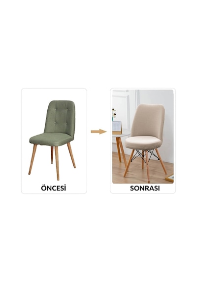 StarMall Yıkanabilir Streç Lastikli Likralı Oval Sandalye Kılıfı - Yuvarlak Sandalye Örtüsü 1 Adet Vizon