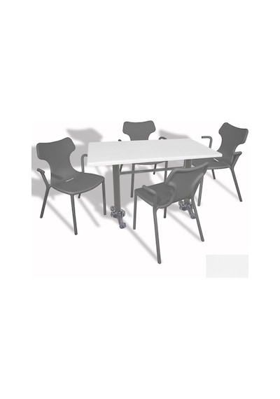 Çipa Döküm Ayak - Play Polipropilen Masa Takımı - 70x120 Werzalit, Wermodin Veya Allzalit Tabla - Beyaz-antrasit Çok Renkli