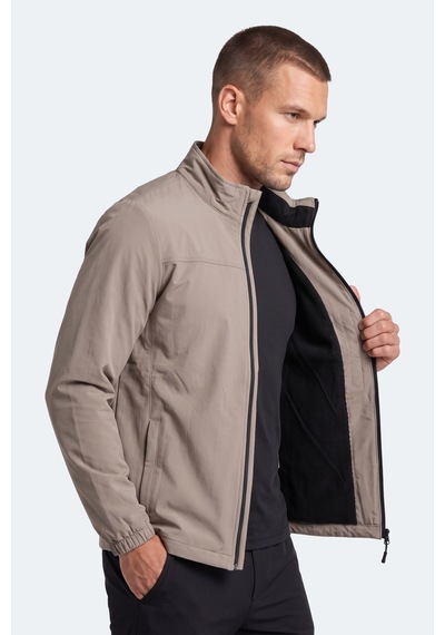 Slazenger Corral I Erkek İçi Polarlı Rüzgar Ve Su Geçirmez Softshell Bej Mont & Kaban