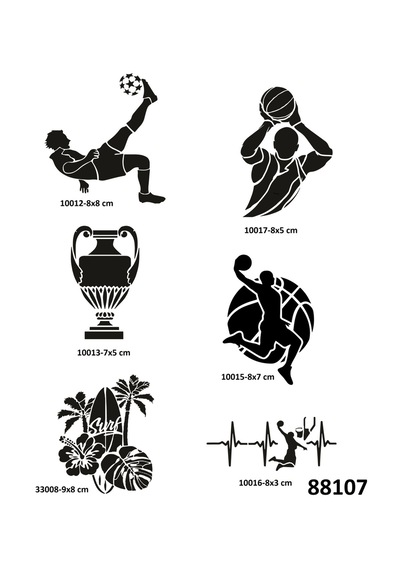 Sporcu Modelleri 6 Adet Geçici Dövme Şablonu Spreysiz Sadece Stencil
