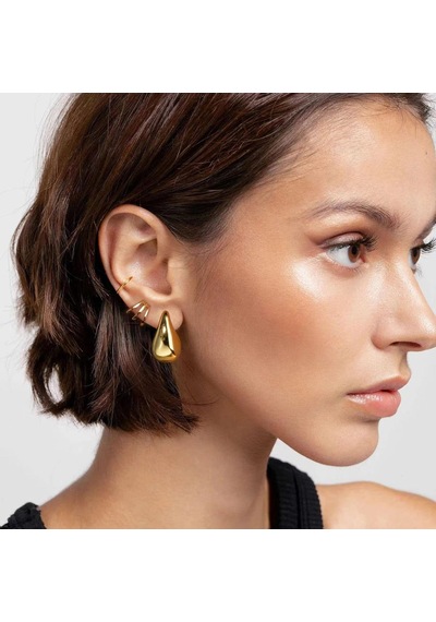 Chavin Çelik Damla Dizayn Gold Kadın Küpe Eu05sr