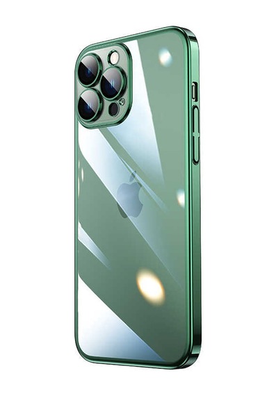 Apple Uyumlu iPhone 13 Pro Max Uyumlu Sert Pc Renkli Çerçeveli Zore Riksos Kapak-yeşil -
