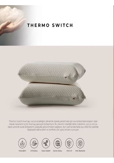 Tago Home Thermo Switch Visco Ortopedik Yastık 60x40x15 Cm Beyaz