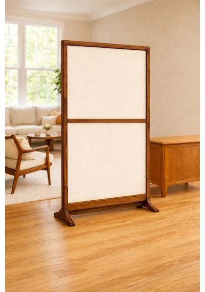 180cm X 100cm Masif Ahşap Çerçeveli Ayaklı Kumaş Paravan Seperatör Oda Ayırıcı Dekor 180cm X 100cm