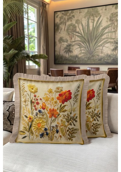Çiçek Desenli Bahar Bahçe Saçaklı Yastık Kılıfı - Botanik Floral Boho Vizon Püsküllü Kırlent Kılıfı Sakin Esinti Ritüel Çiçek Desenli Bahar Bahçe Saçaklı Yastık Kılıfı - Botanik Floral Boho Vizon Püsküllü Kırlent Kılıfı Sakin Esinti Ritüel