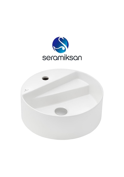 Seramiksan Livello Tezgah Üstü Yuvarlak Batarya Delikli Lavabo 42 CM