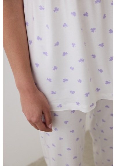 Penti Lana Printed Pantolon Kırık Beyaz Pijama Takımı