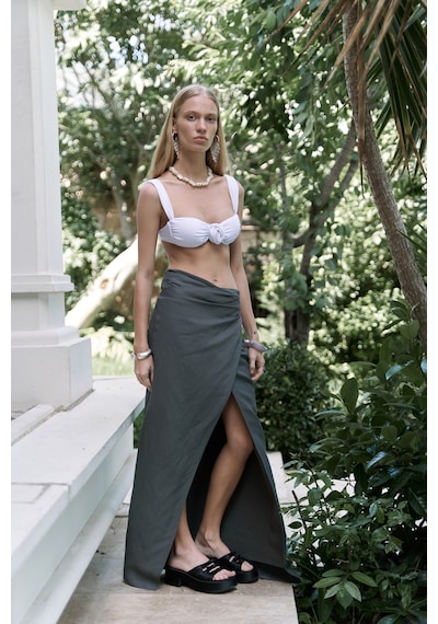 Mai Collection Mai Studios Co. Fabriyonto Asimetrik Antrasit Uzun Etek Antrasit